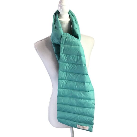 Paisley Road Duck Down Filled Puffer Scarf Long Winter Teal Turquoise 77" x 8" - Picture 2 of 6